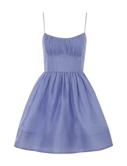 Zimmermann Natura Ruched Mini Dress Iris Purple Size 0P/Au 6 for rent on The Volte - image 2