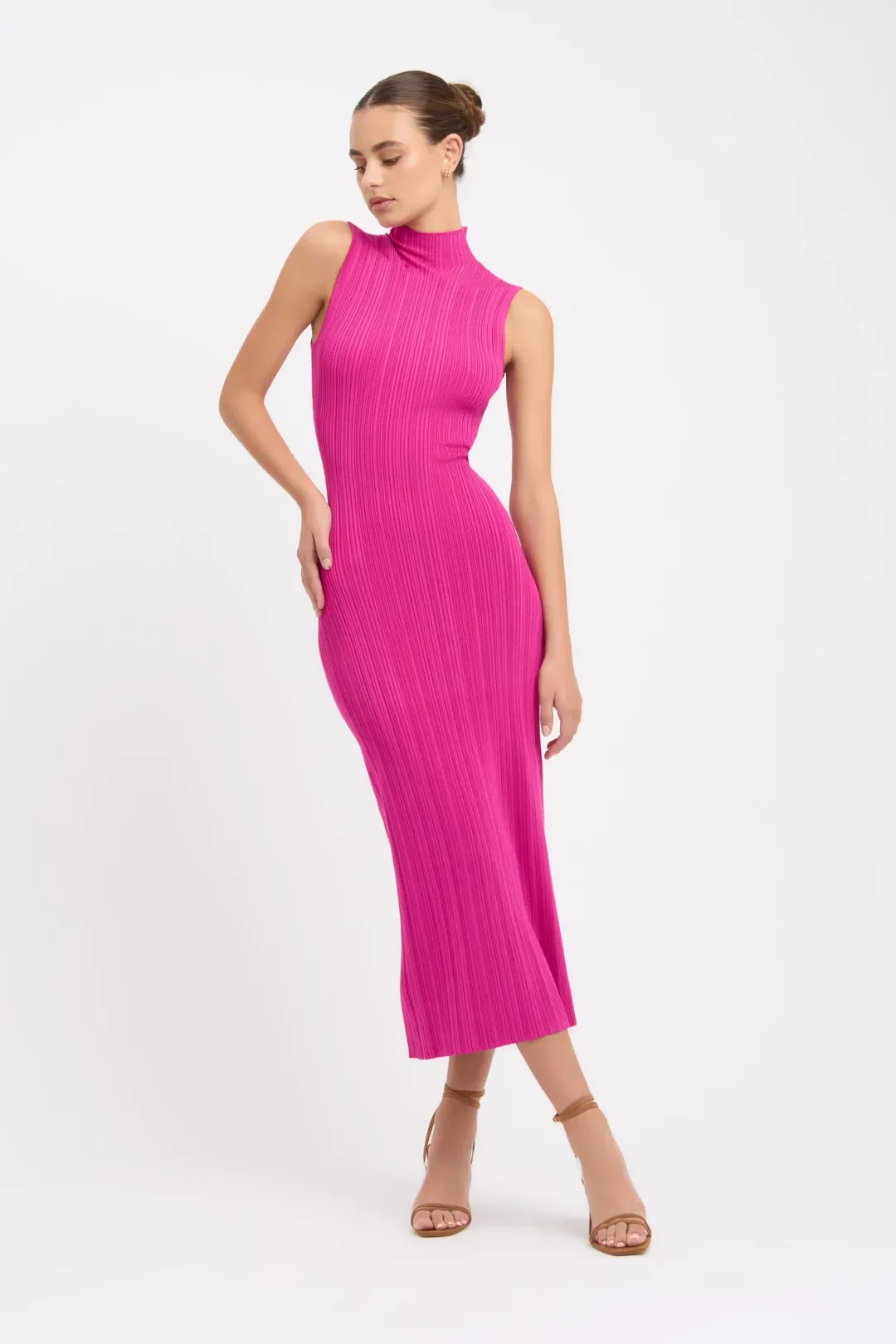 Kookai Raisa Funnel Midi Dress Pink Size 8 for rent on The Volte - main image