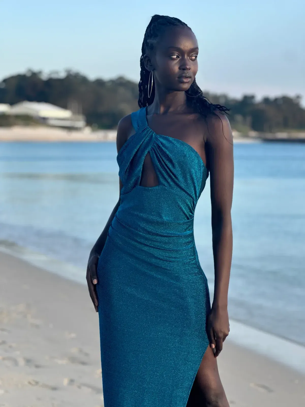 Sonya Moda Acquavena Capri Shimmer Dress Blue Size 10 - Image 5