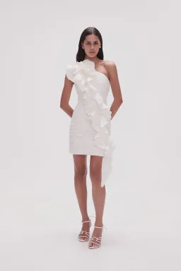 Aje Adelia Ruffle Mini Dress Ivory Size 10 for rent on The Volte - image 2