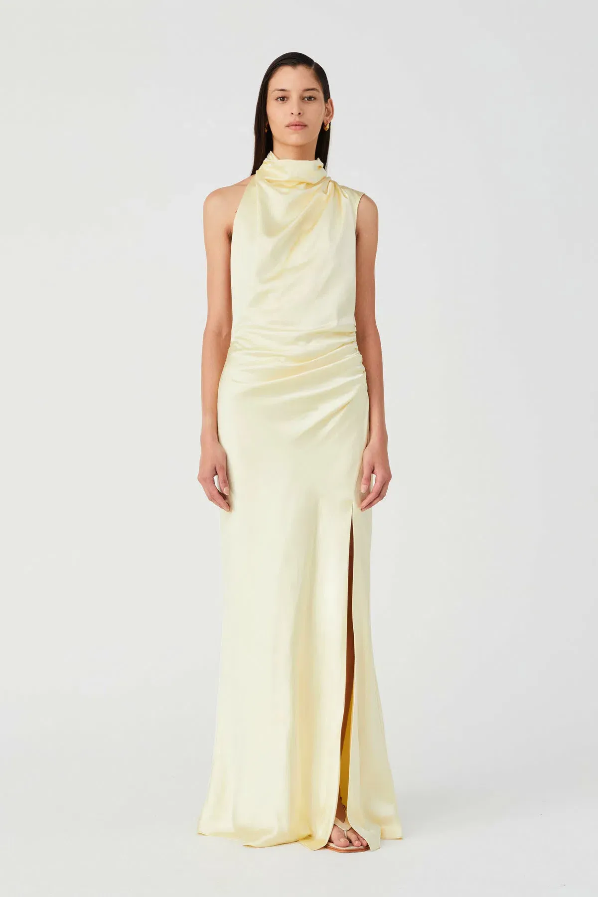Misha Costantina Satin Gown in Soft Gold Yellow Size 8/S - Image 1