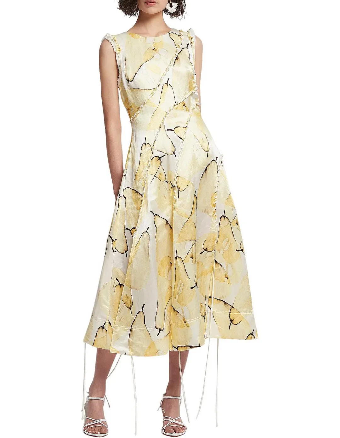 Aje Unlace Sleeveless Midi Dress Yellow Size 12 for rent on The Volte - main image