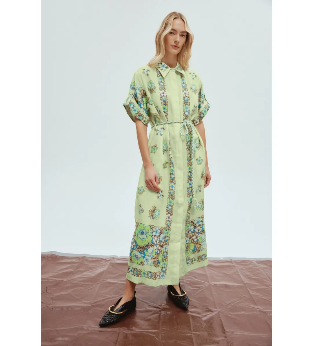 Alemais Velma Shirtdress Green Size 12 for rent on The Volte - main image