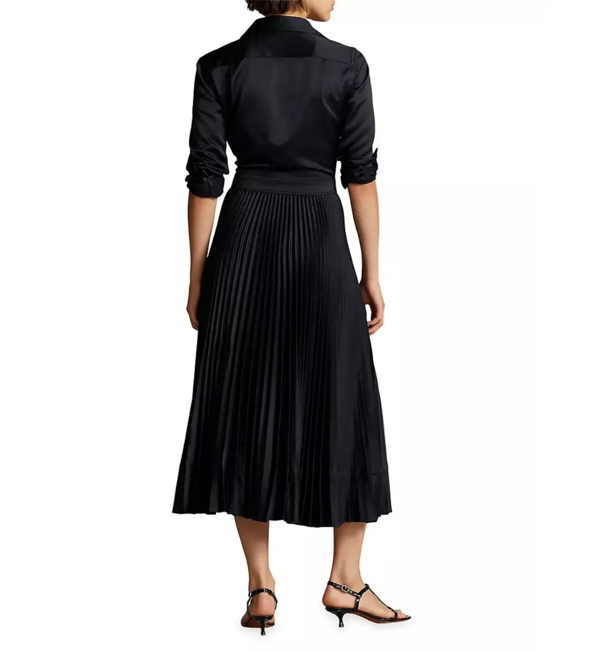 Polo Ralph Lauren Koa Charmeuse Pleated Shirtdress Navy Size S/Au 6 - Image 3