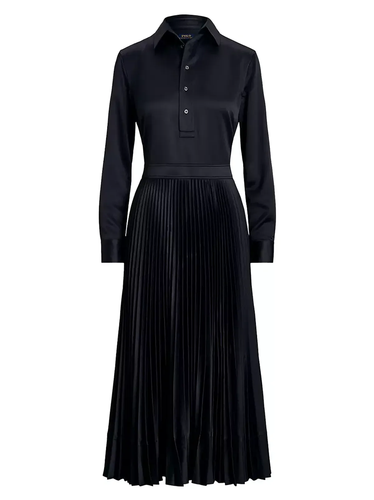 Polo Ralph Lauren Koa Charmeuse Pleated Shirtdress Navy Size S/Au 6 - Image 4