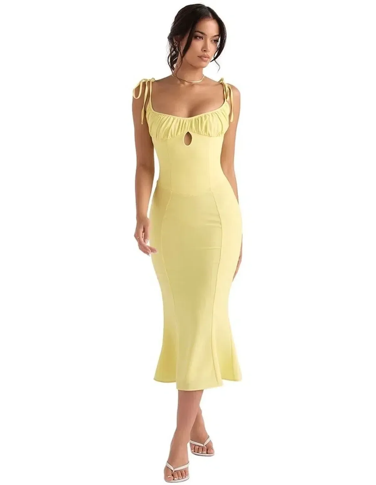 House of CB Soren Buttercup Cutout Midi Dress Yellow Size M/Au 10 - Image 1