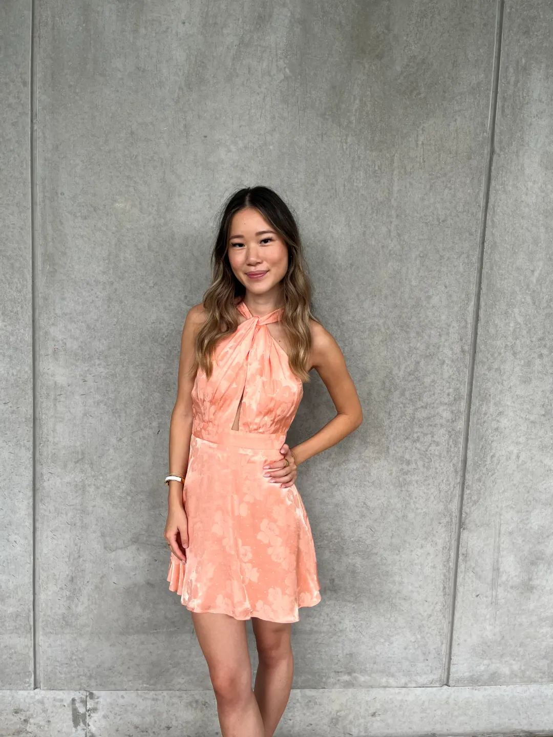 Alice McCall Memory Lane Satin Mini in Guava Size XS / AU 6 for rent on The Volte - main image