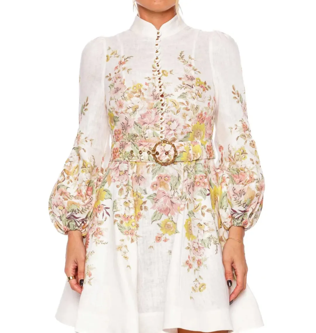 Zimmermann Matchmaker Buttoned Mini Dress Size 1/ AU 10 for rent on The Volte - main image