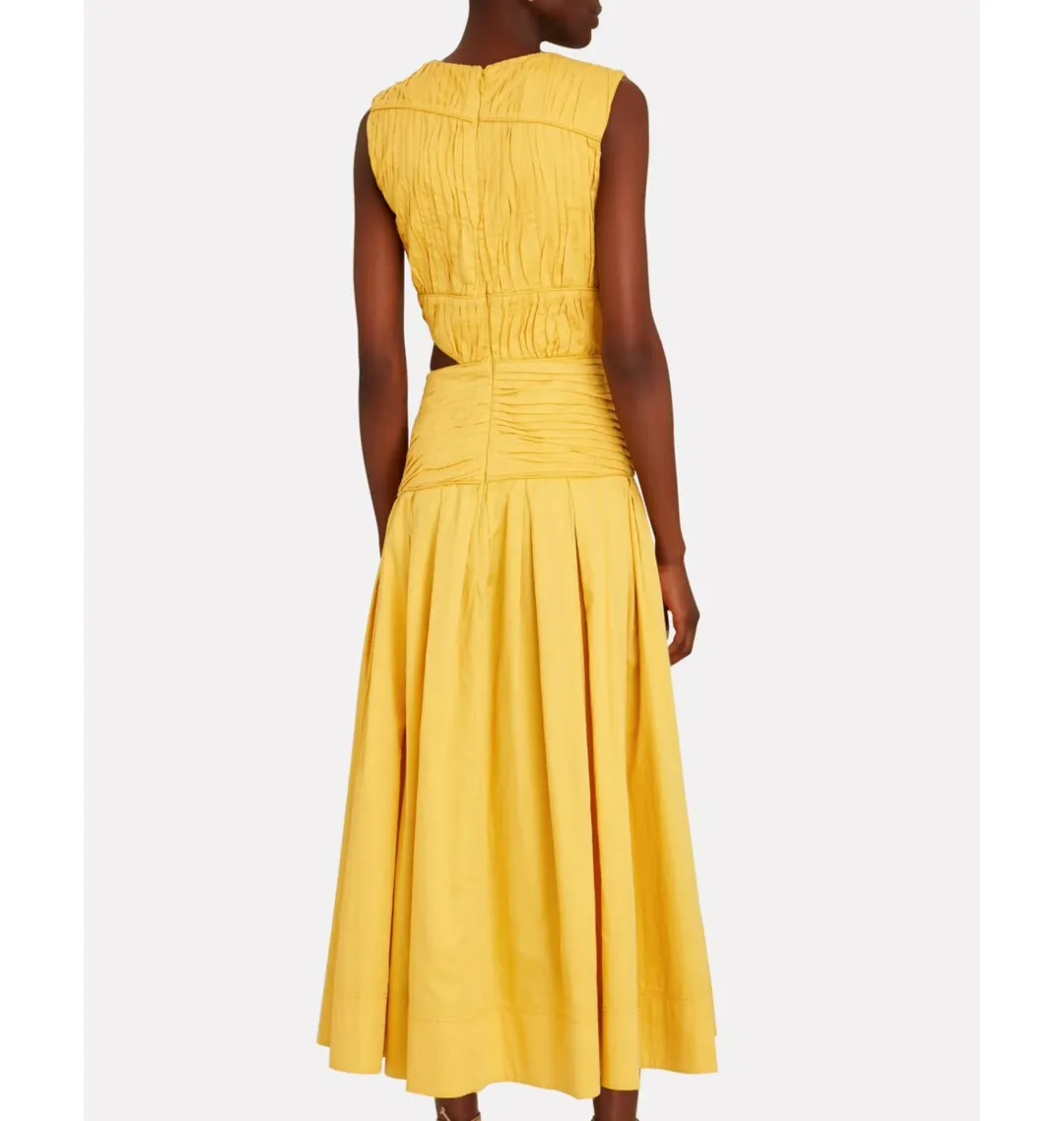 Aje Cascade Midi Dress Yellow Size AU 10 for rent on The Volte - main image