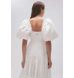 Aje Casa Puff Sleeve Midi Dress in Ivory Size AU 14 for rent on The Volte - image 3