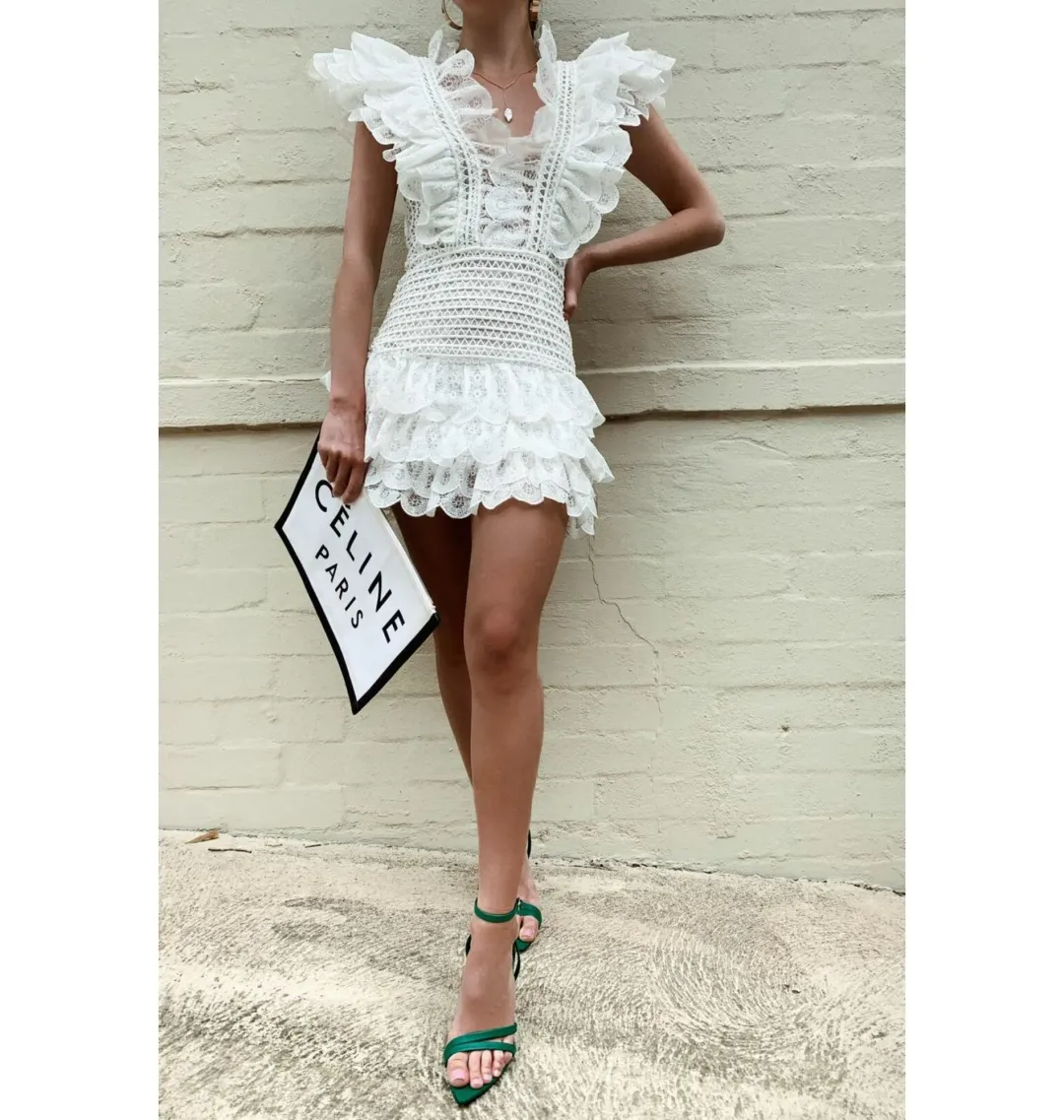 Ivory and Chain Mojito Mini Dress in White Size S / AU 8 for rent on The Volte - main image