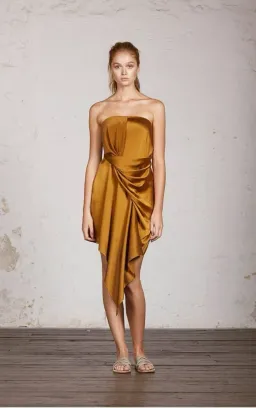 One Fell Swoop Grace Dress in Gold Sand Size 8 for rent on The Volte - image 1