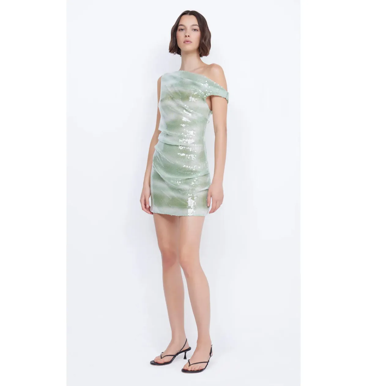 Bec & Bridge Brydie Asym Mini Dress Mint Ombre Size AU 8 - Image 4