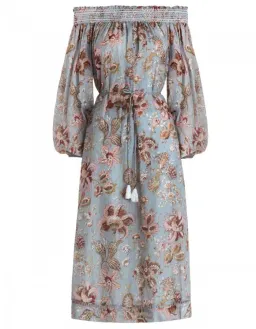 Zimmermann Pavilion Off Shoulder Silk Cotton Smock Midi Dress Floral Size 1 / AU 10 for rent on The Volte - image 3