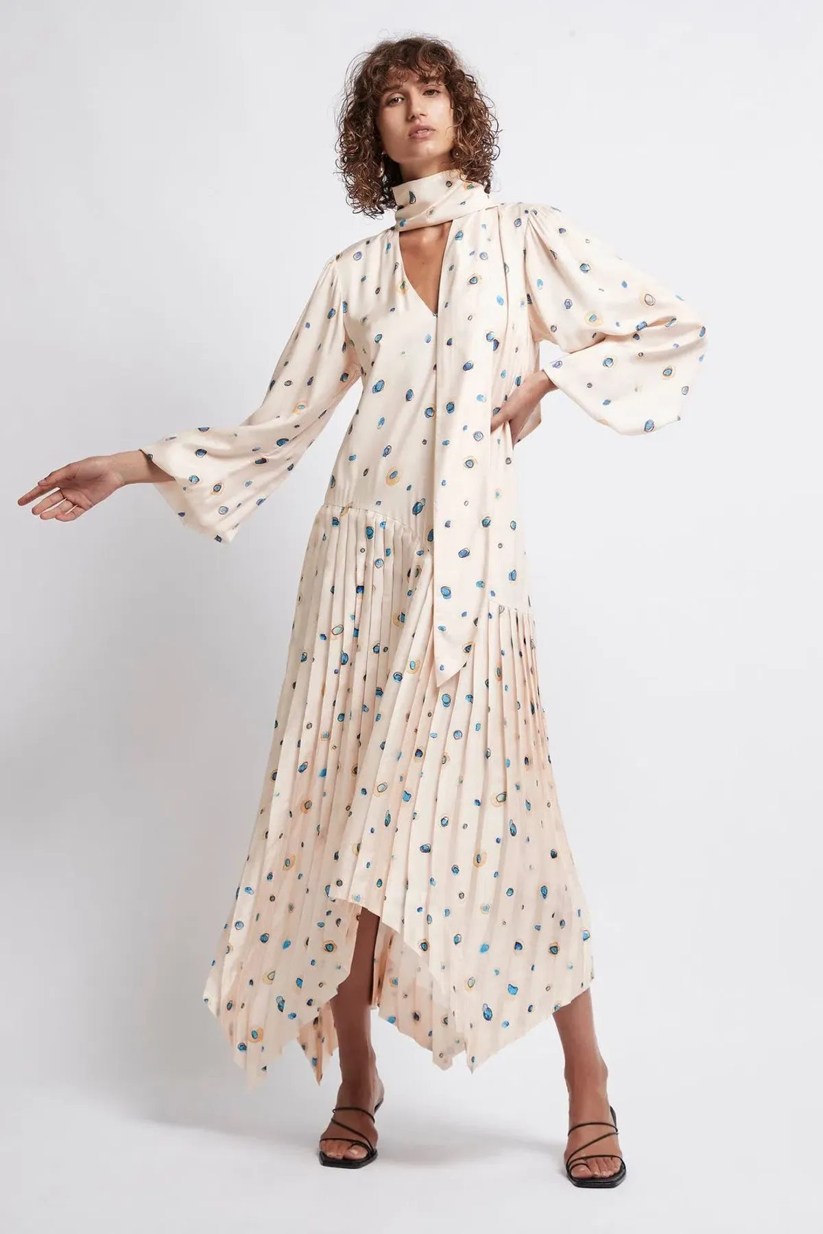 Aje Ponte Bleu Overture Pleat Midi Dress Print Size 6 - Image 1