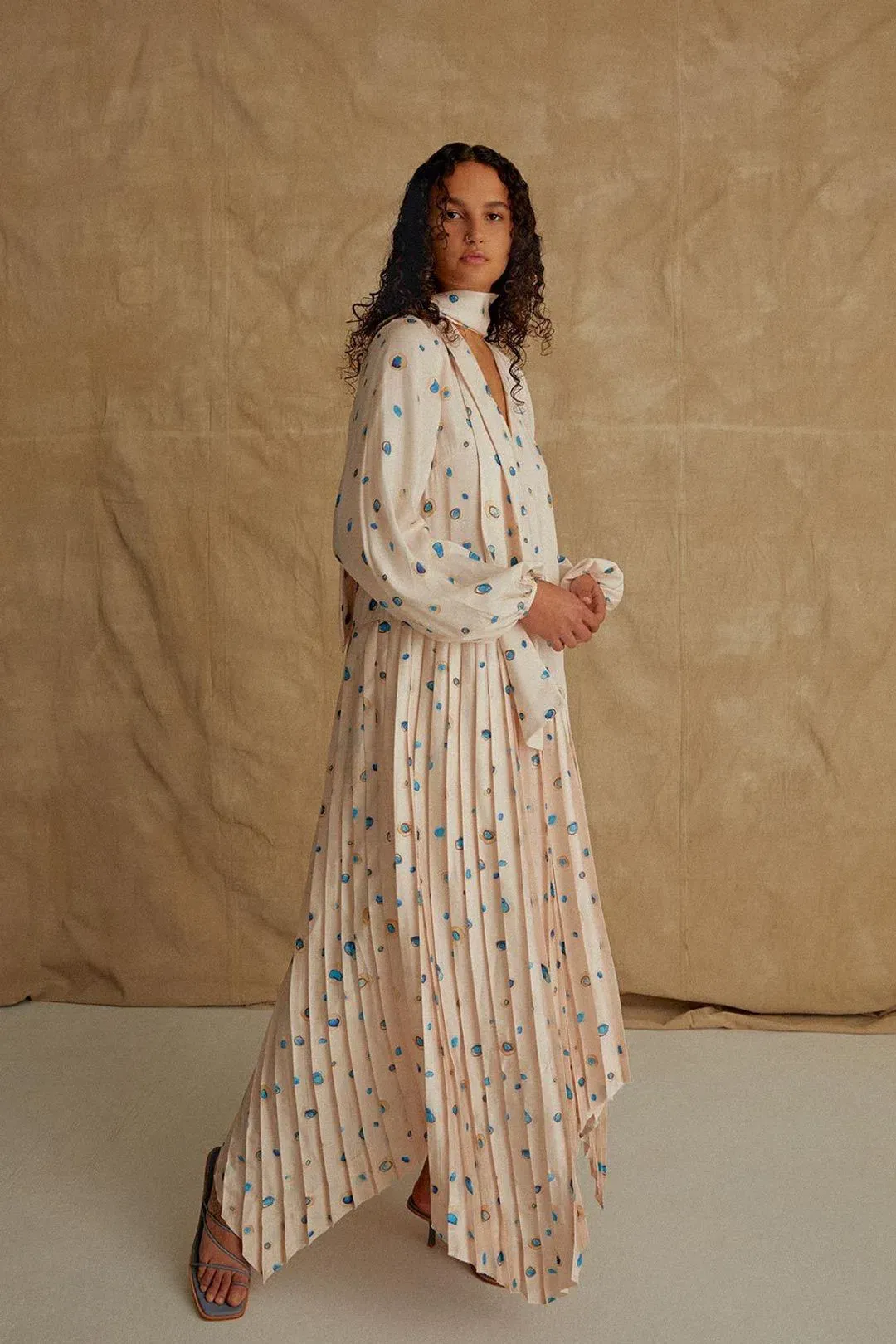 Aje Ponte Bleu Overture Pleat Midi Dress Print Size 6 for rent on The Volte - main image