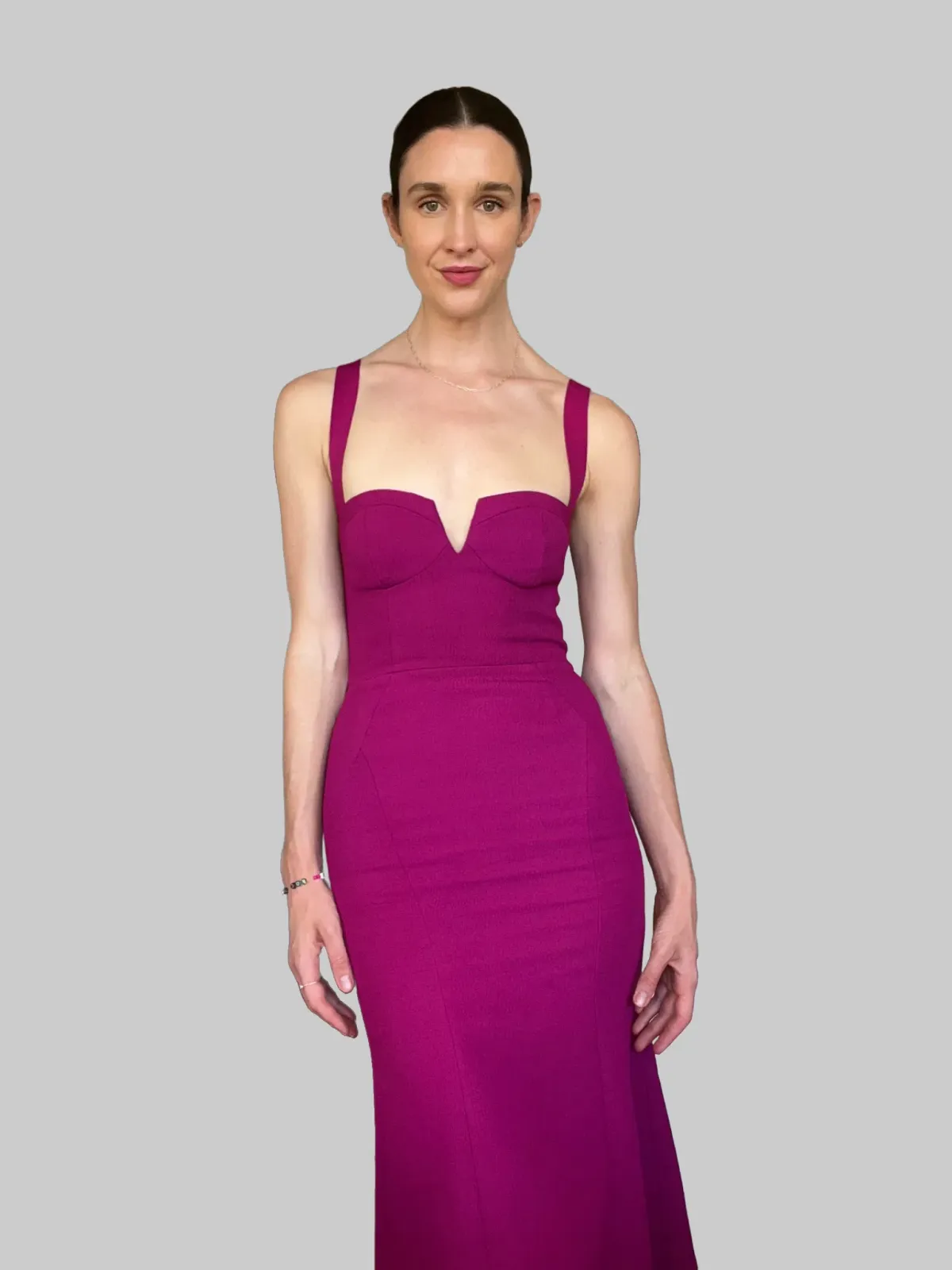 Rebecca Vallance Diana Crepe Midi Dress In Grape Size 8 - Image 2