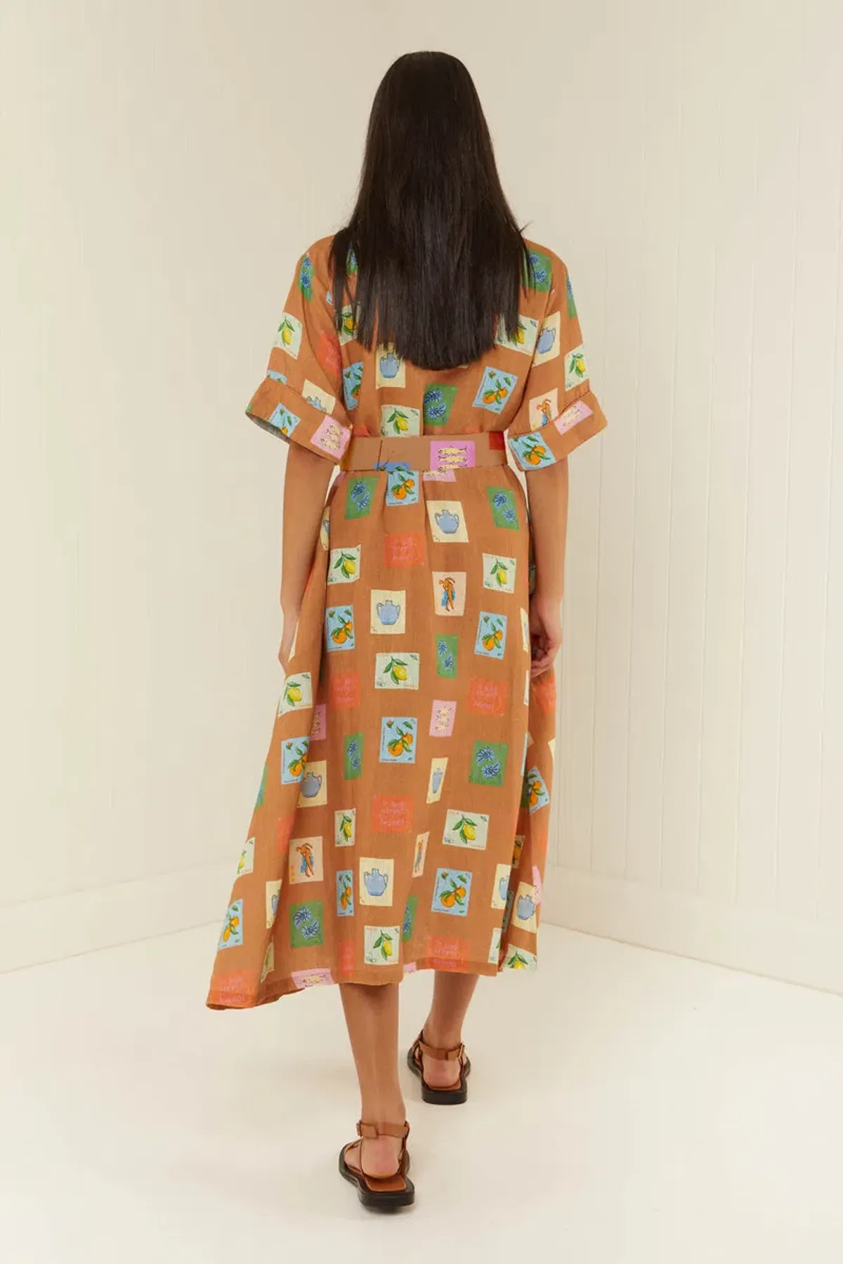 Palm Noosa Souvenir Dress Brown Emblem Size 14 - Image 2