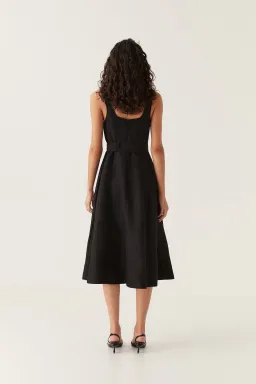 Aje Clay Belted Midi Dress Black Size 8 for rent on The Volte - image 2