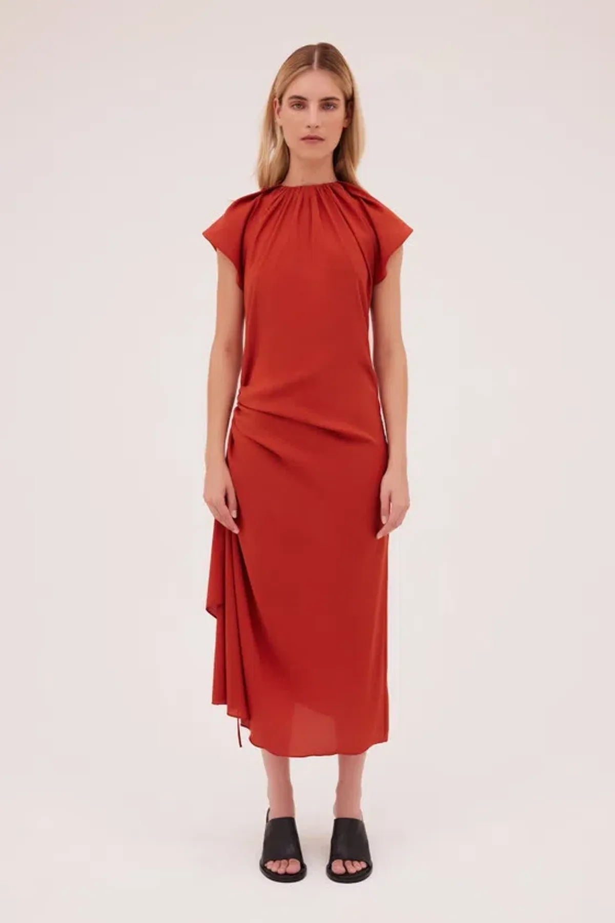 Bianca Spender Rust Satin Cosby Dress Size 10 - Image 1