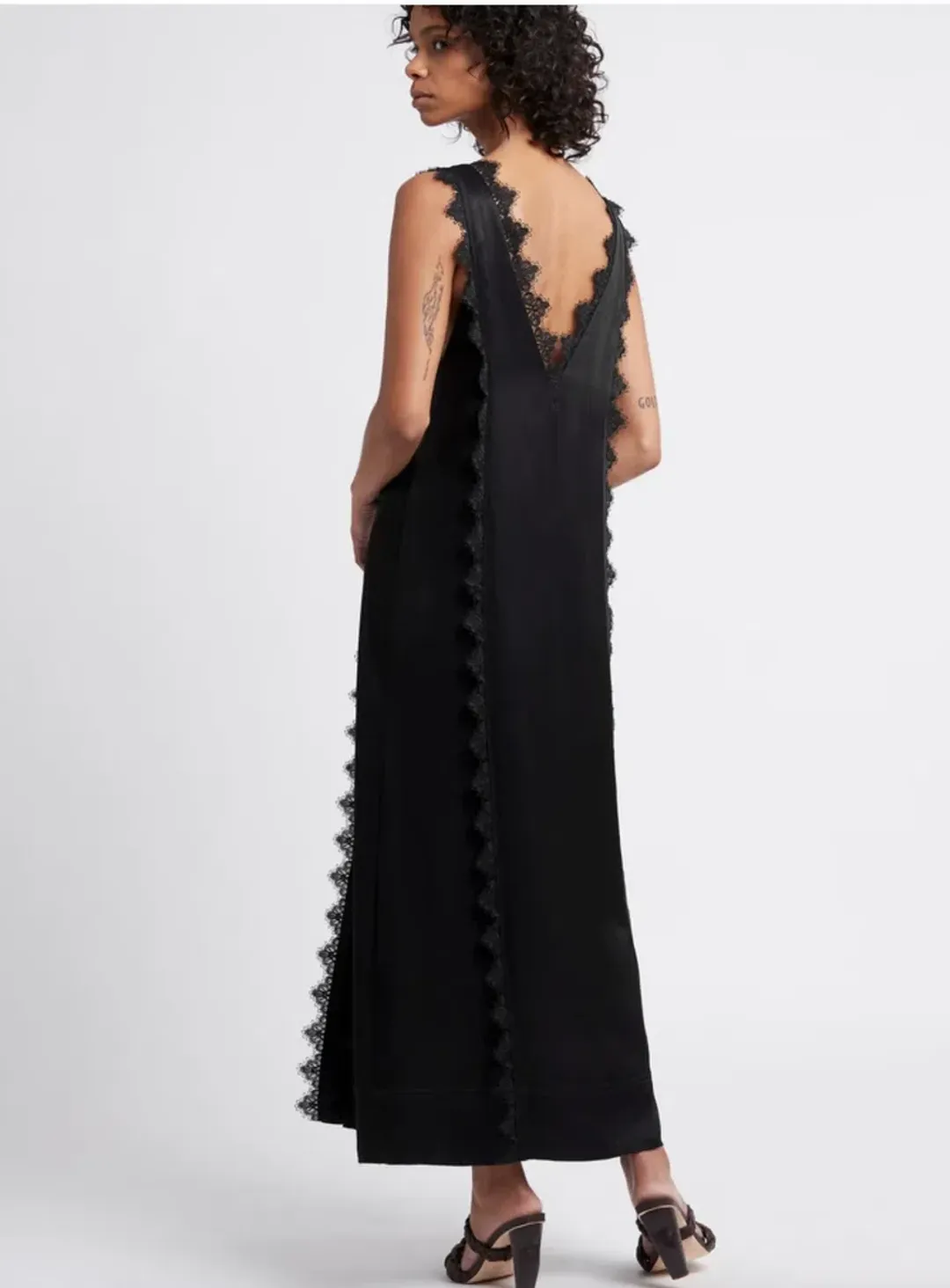 Aje Veil Slip Lace Silk Dress Black Size 10 for rent on The Volte - main image