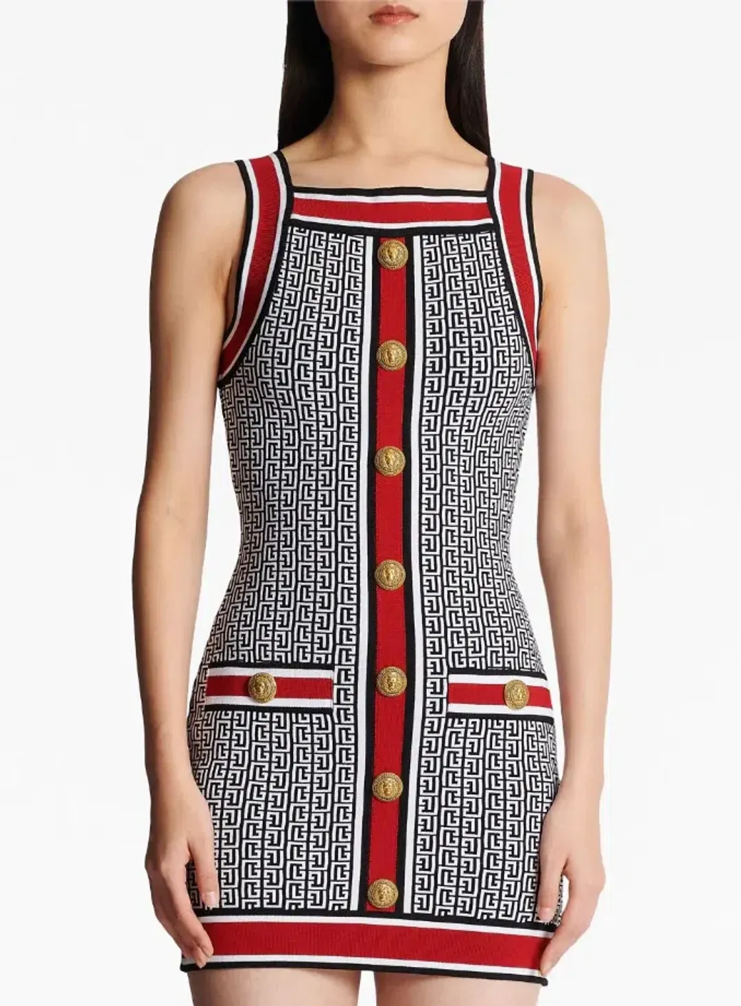 Balmain Jacquard Knit Mini Dress Multi Size 38/Au 10 for rent on The Volte - main image