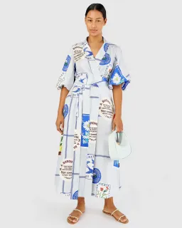 Oroton Picnic Print Dress Pale Blue Size 12 for rent on The Volte - image 1
