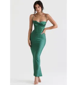 House Of Cb Charmaine Corset Maxi Dress Forest Green Size S/Au 8 for rent on The Volte - image 1