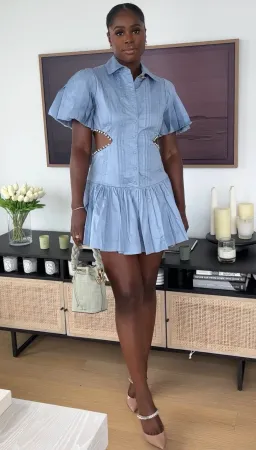 Aje Mythos Pearl Waist Mini Dress Blue Size 6 for rent on The Volte - image 4