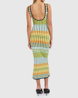By Johnny Eve Grid Scoop Back Midi Dress Multi Size S/Au 8 for rent on The Volte - image 3