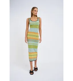 By Johnny Eve Grid Scoop Back Midi Dress Multi Size S/Au 8 for rent on The Volte - image 1