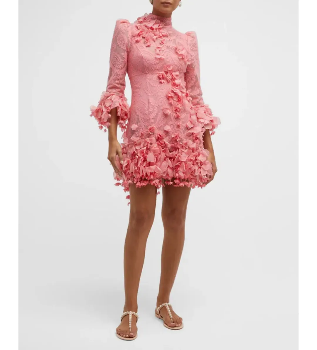 Zimmermann High Tide Lace Mini Dress in Guava Size 3 / AU 14 for rent on The Volte - main image