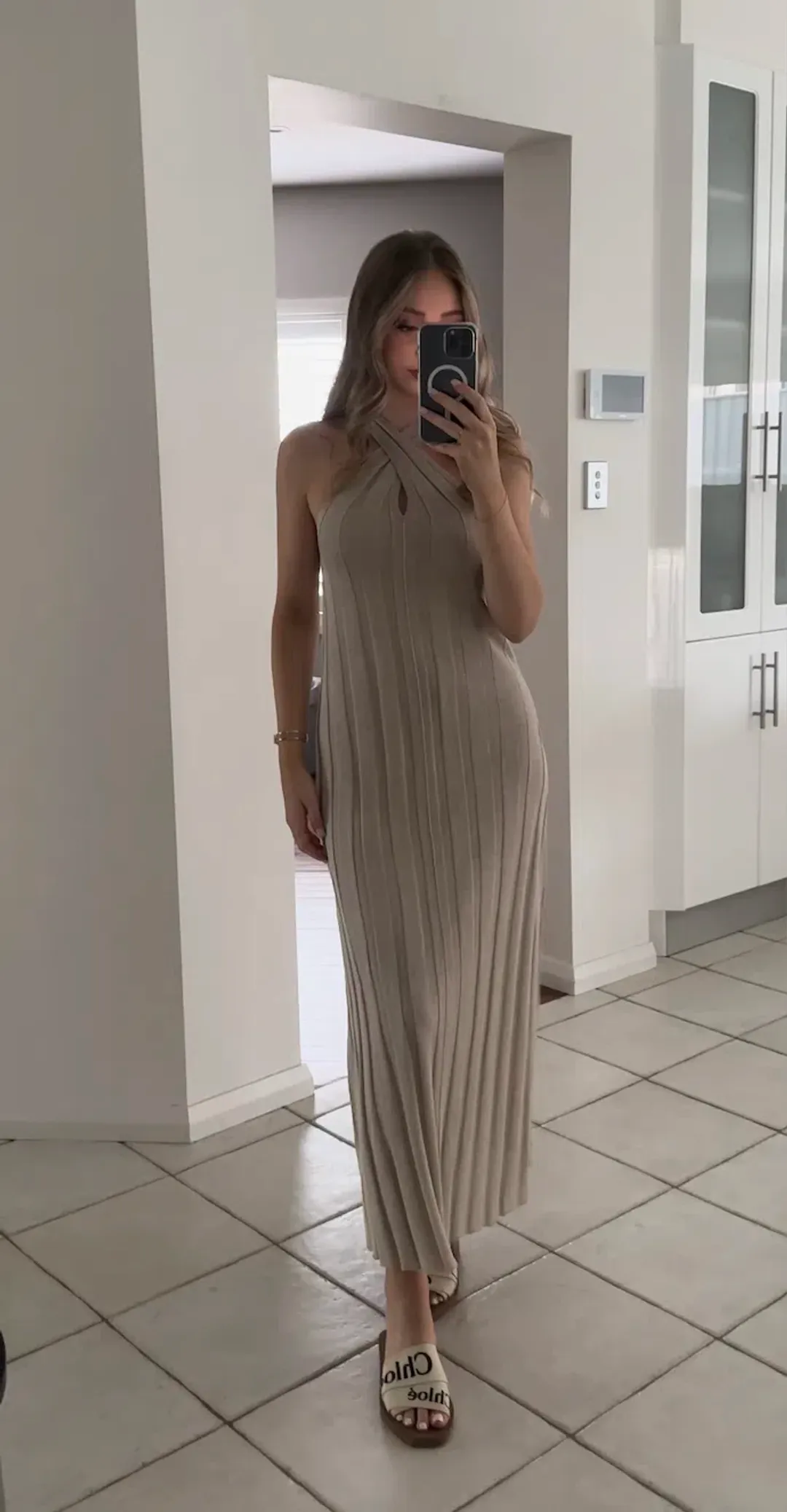 Dissh Everly Twist Knit Dress Natural Size 8 for rent on The Volte - main image