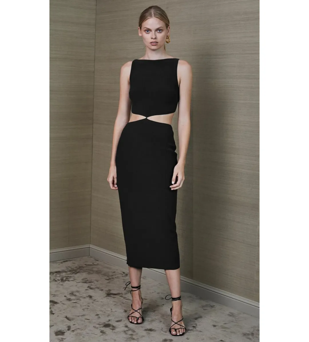 Bec & Bridge Scout Cut Out Midi Dress Black Size AU 6 for rent on The Volte - main image