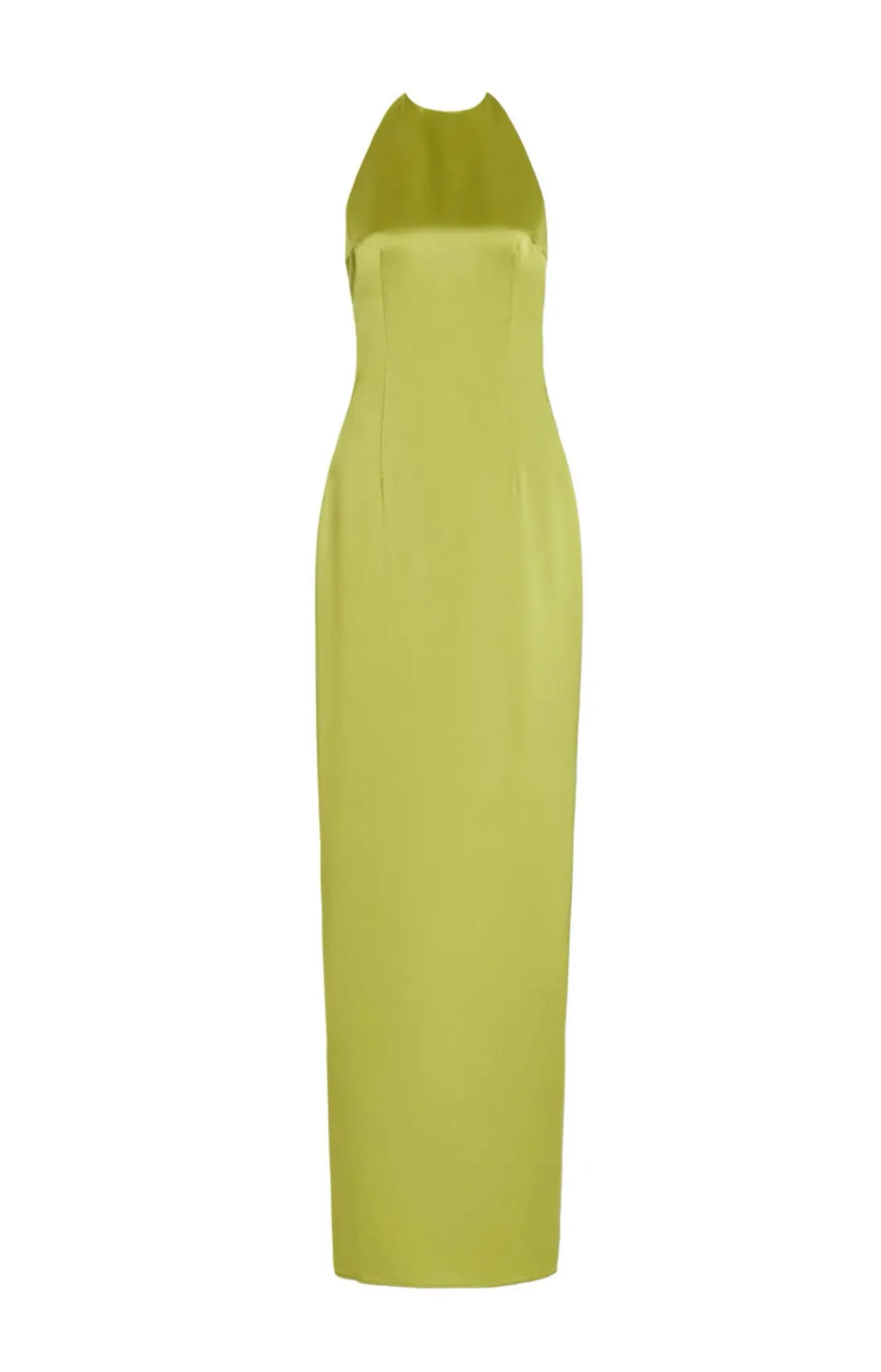 STAUD Janet Satin Halterneck Maxi Dress Lime Green Size 8 - Image 4