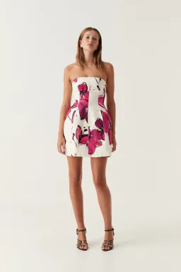 Aje Baret Strapless Mini Dress Floral Size 14 for rent on The Volte - image 1