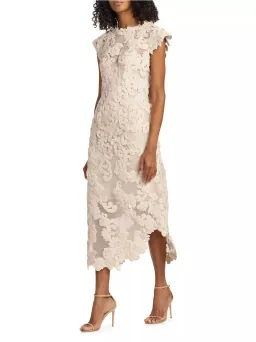 Zimmermann Sensory Motif Embroidered Velvet Appliquéd Midi Dress Macadamia Size 0 / AU 8 for rent on The Volte - image 1