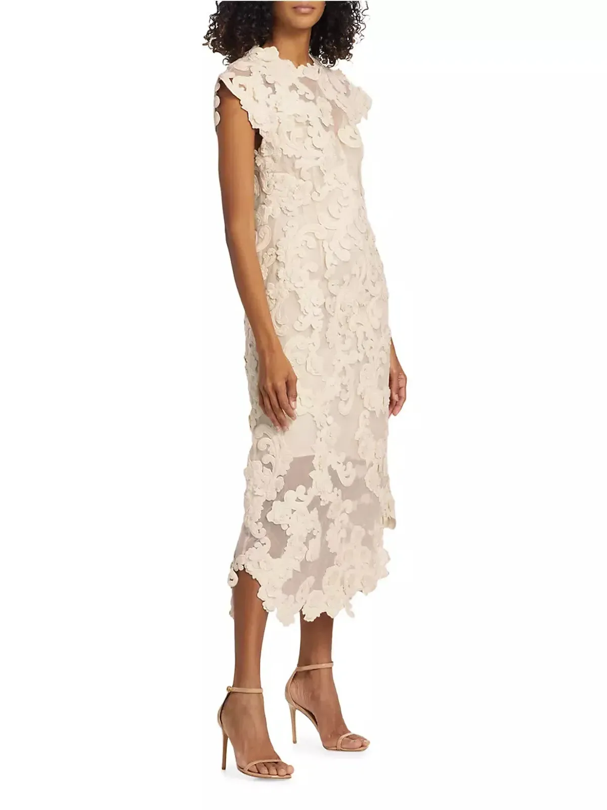 Zimmermann Sensory Motif Embroidered Velvet Appliquéd Midi Dress Macadamia Size 0 / AU 8 - Image 2