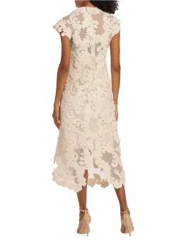 Zimmermann Sensory Motif Embroidered Velvet Appliquéd Midi Dress Macadamia Size 0 / AU 8 for rent on The Volte - image 3