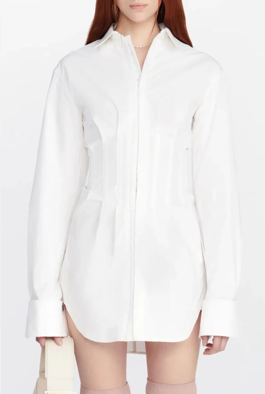 Dion Lee Tuxedo Corset Shirt Dress Ivory Size 12 for rent on The Volte - main image