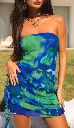 Isabelle Quinn Esme Ruffle Mini Dress Pacific Pansie Size 8 for rent on The Volte - image 2