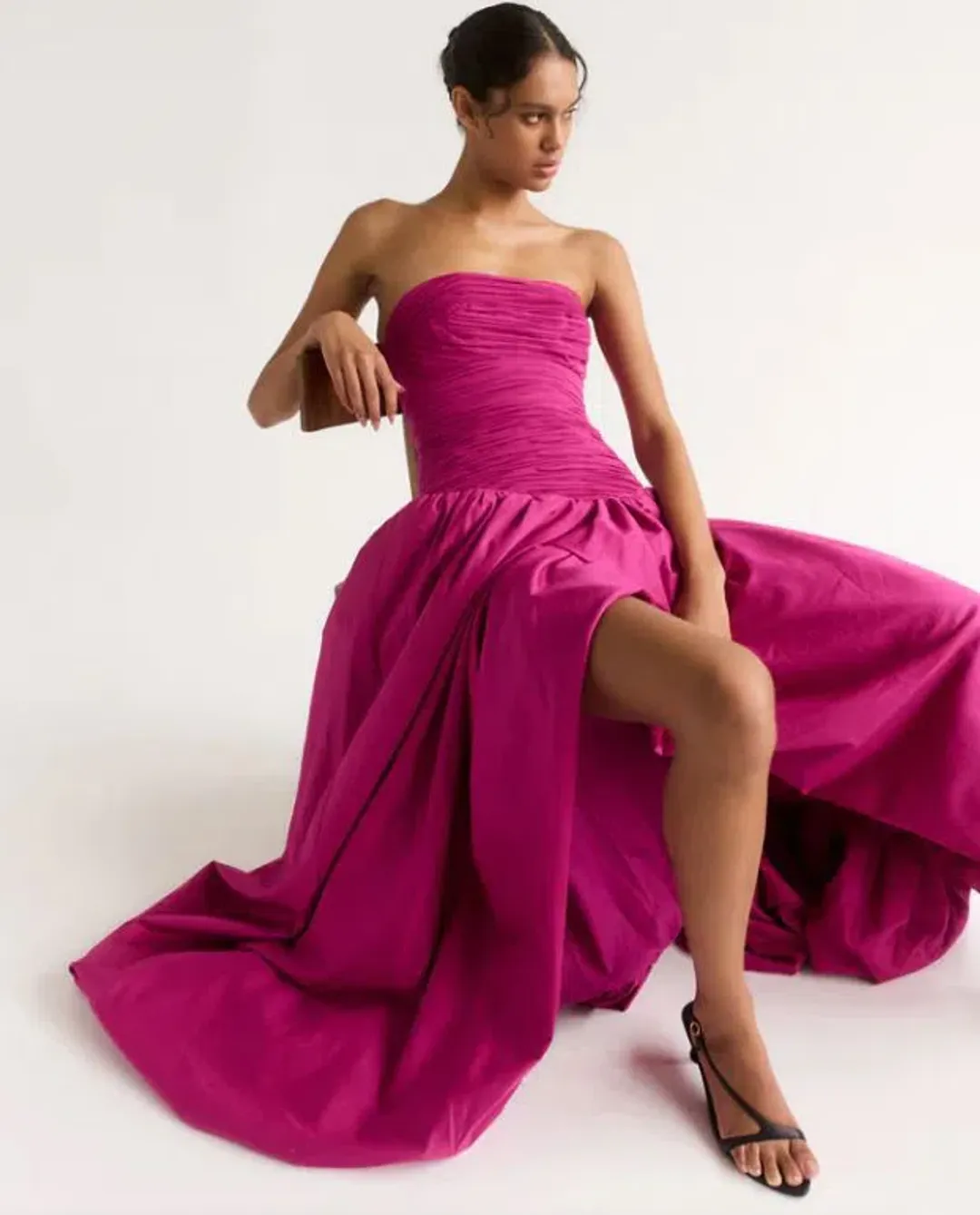 Aje Violette Bubble Hem Maxi Dress in Deep Magenta Size 8 for rent on The Volte - main image
