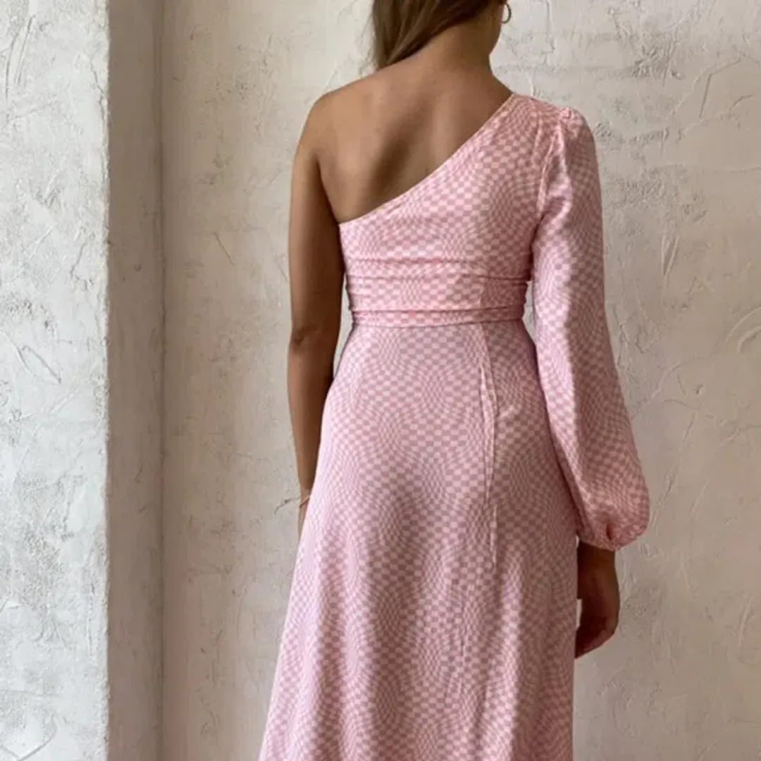 Wolf Gang Pacifica One Shoulder Maxi Dress in Pink Size AU 8 for rent on The Volte - main image