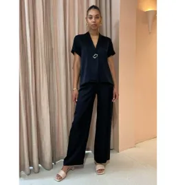 Viktoria & Woods Hallelujah Shirt and Chauffeur Trouser Set in Navy Size 2 / AU 10 for rent on The Volte - image 1