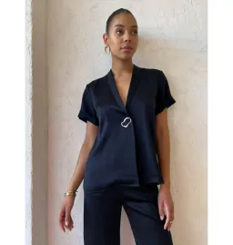 Viktoria & Woods Hallelujah Shirt and Chauffeur Trouser Set in Navy Size 2 / AU 10 for rent on The Volte - image 3