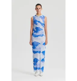 Scanlan Theodore Italian Cloud Print Dress Blue Size AU 6 for rent on The Volte - image 1