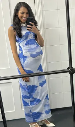 Scanlan Theodore Italian Cloud Print Dress Blue Size AU 6 for rent on The Volte - image 4