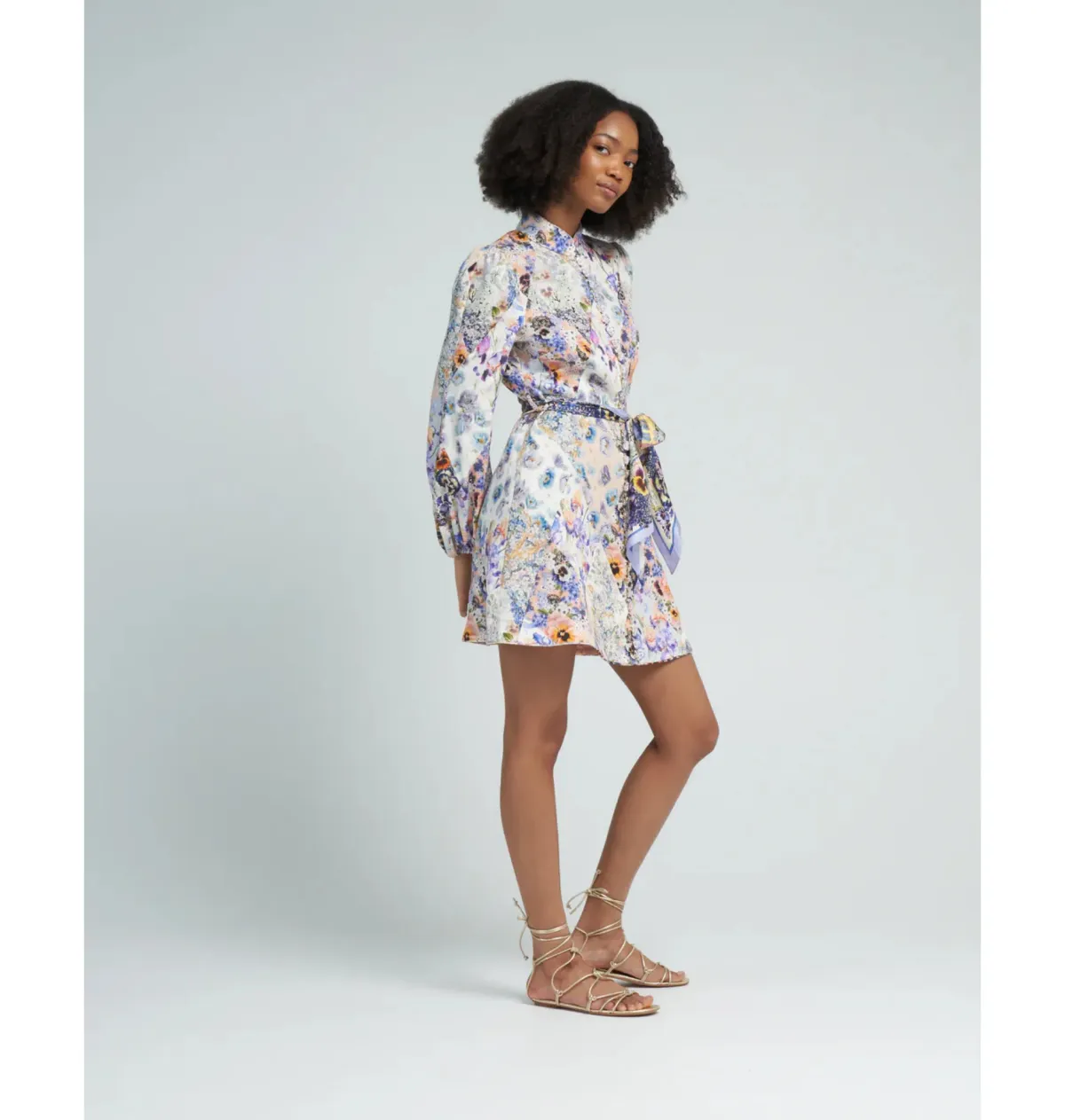 Zimmermann Tama Belted Mini Dress in Diamond Splice Floral Size 2 / AU 12 - Image 2