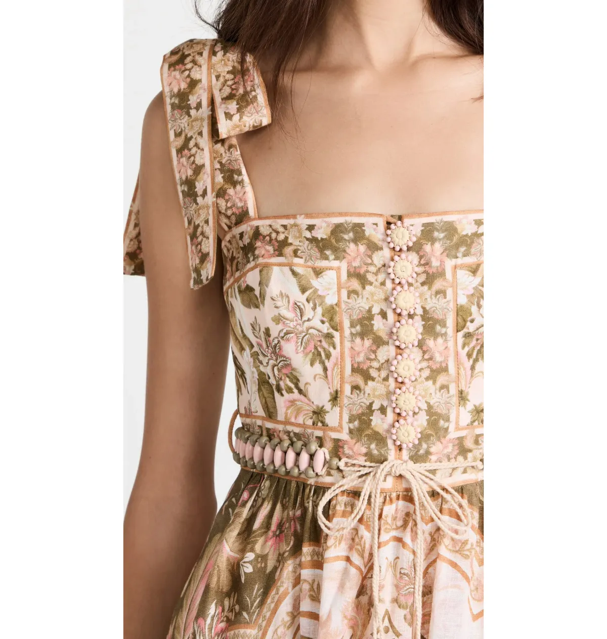 Zimmermann Lyre Picnic Dress in Khaki Palm Size 3 / AU 14 - Image 2