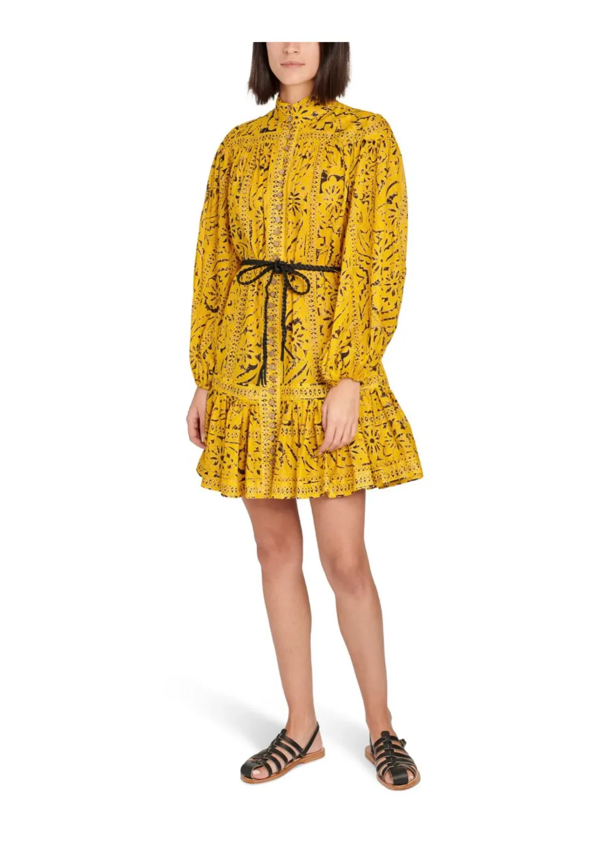 Zimmermann Lulu Drop Waist Dress in Yellow Print Size 3 / AU 14 - Image 1
